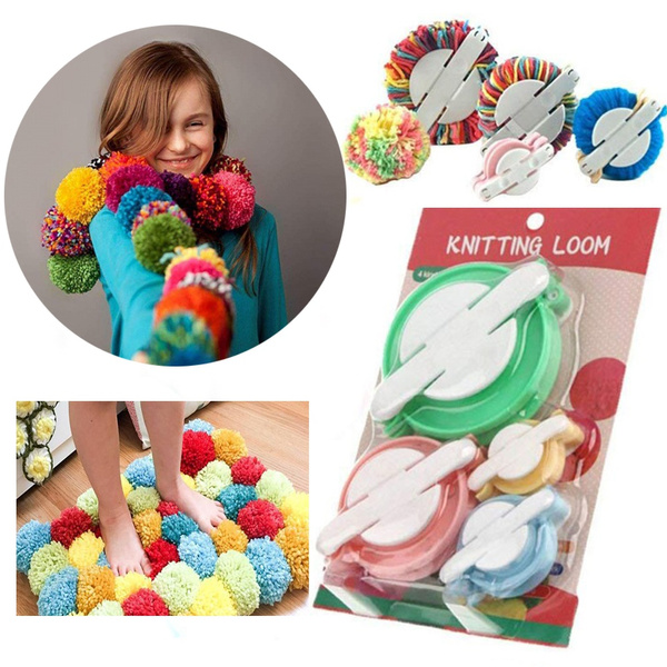 Fluff Ball Pom Poms Maker 4PCS, Crochet Pom Poms Maker Knitting
