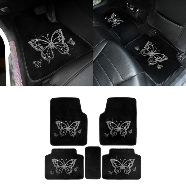 5PCS/Set Universal Car Floor Mats with Bling Bling Crystal, Auto