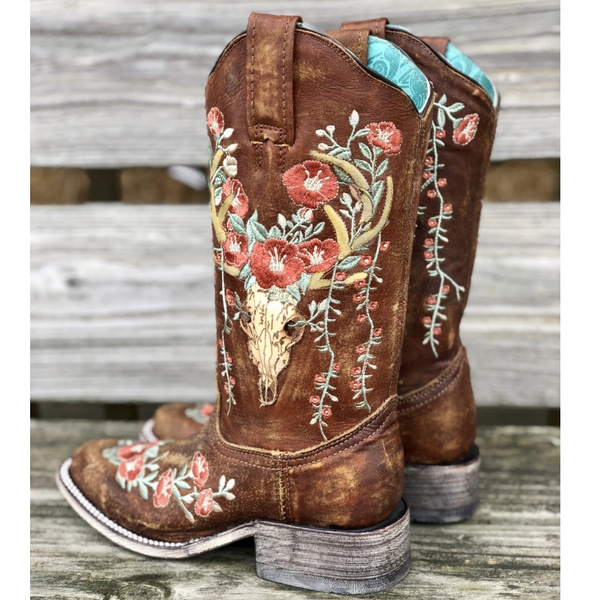 Corral deer skull on sale boots square toe