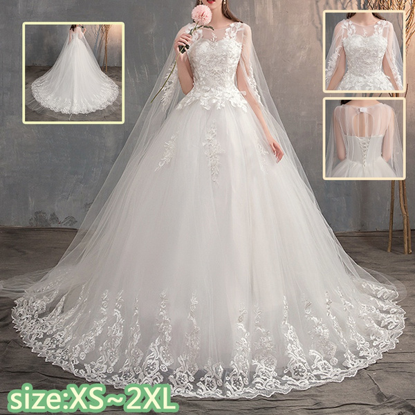 2021 Chinese Wedding Dress with Long Cap Lace Wedding Gown with Long ...