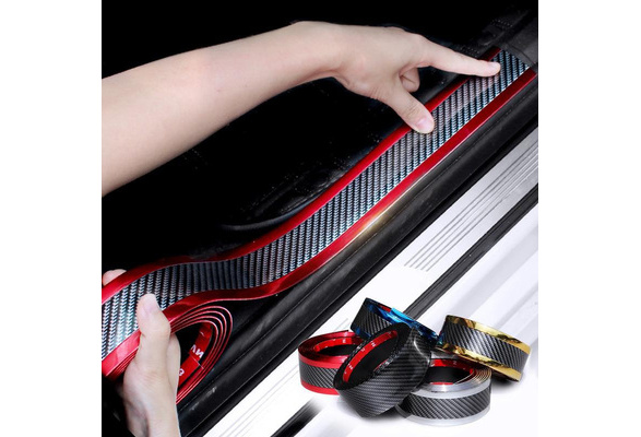 1M Carbon Fiber Rubber Styling Car Stickers Door Sill Protector Goods  Accessoriescarbon Door Sill for Car Accessories