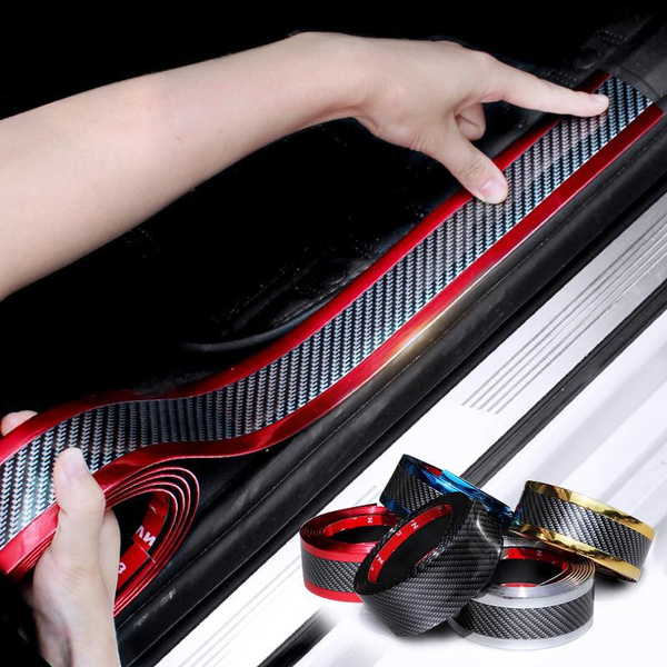 1M Carbon Fiber Rubber Styling Car Stickers Door Sill Protector