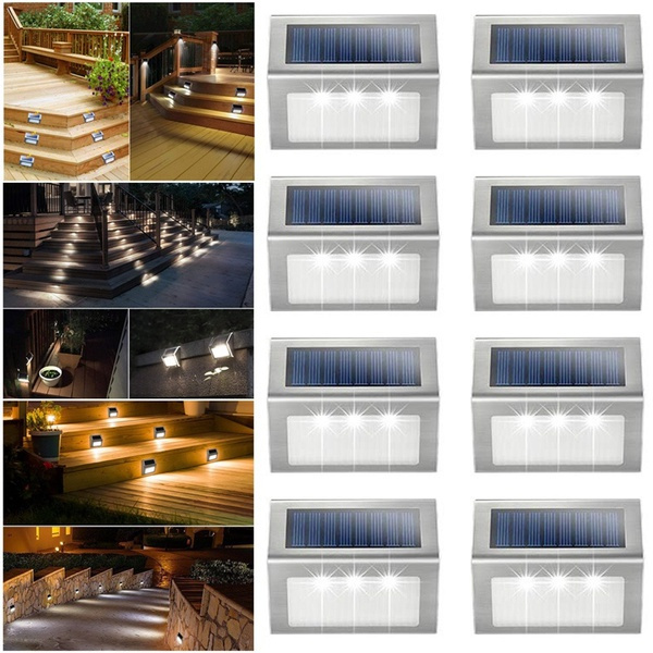 Outdoor Stainless Steel LED Solar Path Stair Light Waterproof 3 LED ...