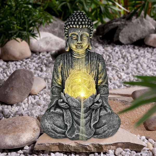 Goodeco Meditating Buddha Ornament With Solar Light,Zen Solar Garden ...