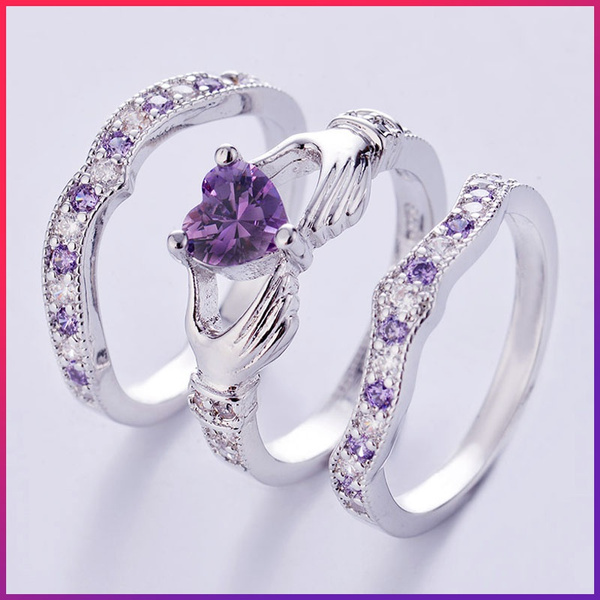 Amethyst wedding band on sale set