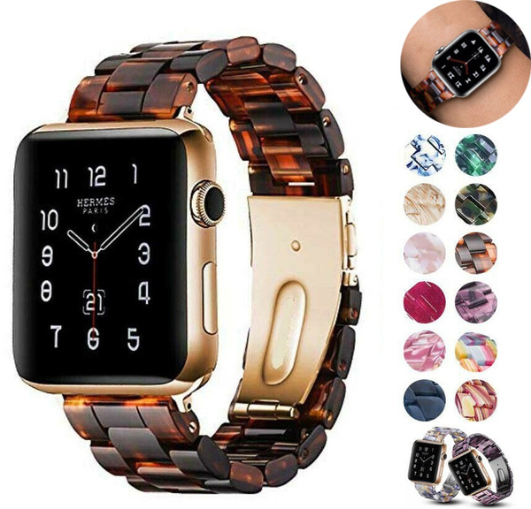 Fashion Bright Resin Watch Band for Apple iWatch Strap 7 SE 6 5 4 3 2 38 40  42 44 mm/41mm/45mm with Stainless Steel Metal Buckle Replacement  Lightweight Wristband | Wish