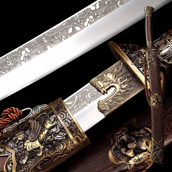 Kangxi Emperor horse chopping broadsword Folded steel blade Chinese Sword Sabre 