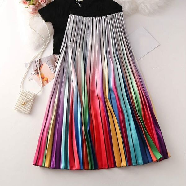 Womens rainbow pleated outlet skirt