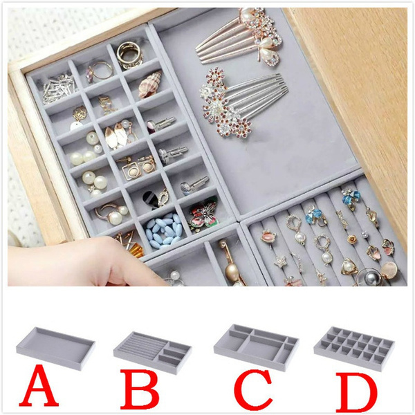 Velvet Jewelry Storage Tray Jewelry Holder Stand Bracelet Necklace Ring Storage Box Showcase Drawer | Wish