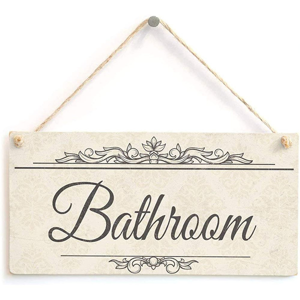 LMYUHONG 12x6 Bathroom Shabby Chic Style Handmade Room Door Plaque for ...