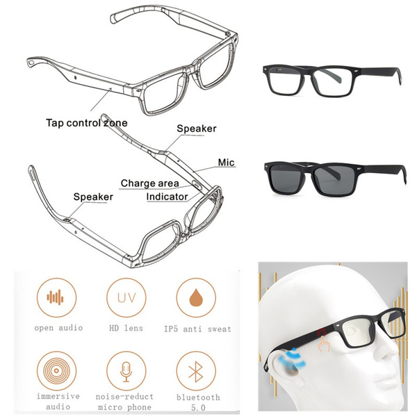 Bluetooth Glasses,Smart Glasses Stereo Noise Bluetooth Sunglasses