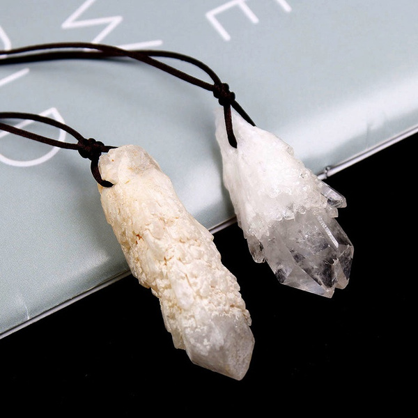 Quartz Crystal Necklace - Wire Wrapped Quartz Crystals on Sterling Silver  Chain - Melissa Abram