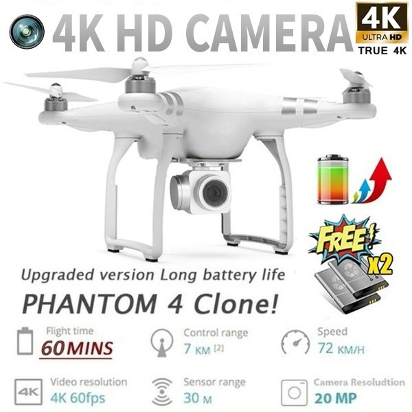 Nunca cueva deuda 2021 Newest Upgraded Clone DJI Phantom 4 Pro!!! HD 4K/1080P/720P Camera  Drone Newest RC Drones Remote Control Fpv Drone Quadcopter (6-Axis Gyro+120  Degrees Wide Angle+Altitude Hold+One Key Return+360 Degree  Rollover+Headless Mode+Real Time