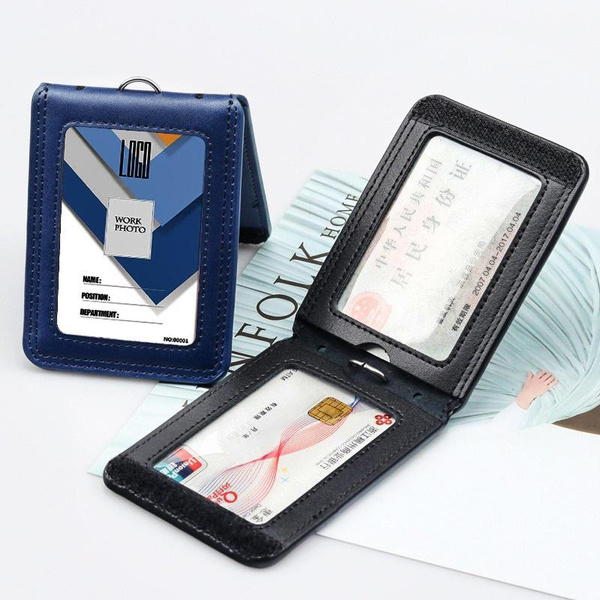 Badge Reel, 4 Pack Genuine Leather ID Card Holder With Retractable