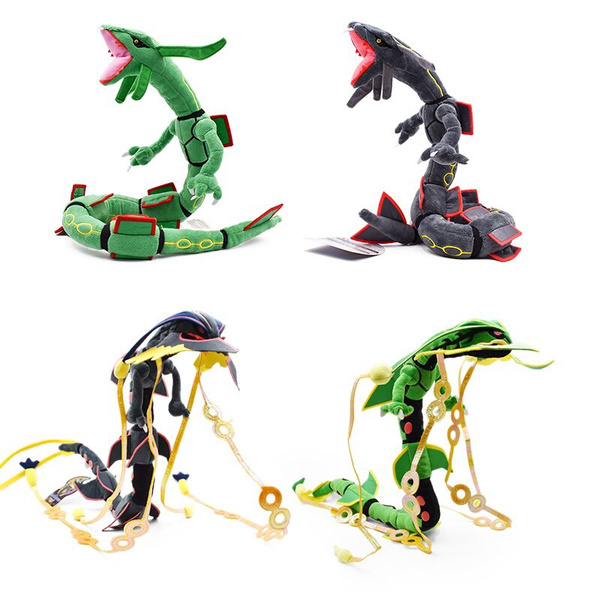 2 Styles Dragon Plush Toy Mega Rayquaza 80CM Green And Shiny Black Soft Stuffed  Animal Cartoon Figures Doll