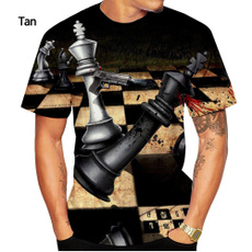 Fashion, Shirt, chessprinting, Round Collar