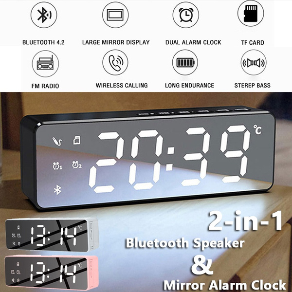 Wireless Bluetooth Speaker Fm Radio Sound Box Desktop Alarm Clock