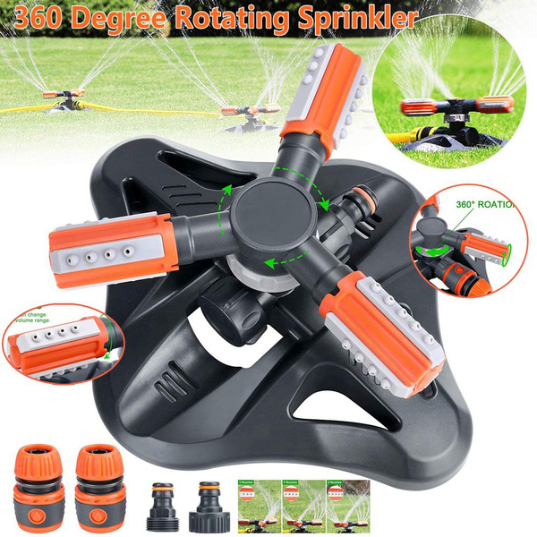 2 Types Automatic 360 Degree Rotating Garden Sprinkler 3 Arms Nozzles 