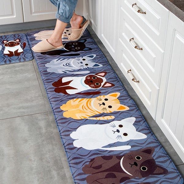 Cute Cat Floor Mats Print Bath Bathroom Rug Bedroom Kitchen Floor