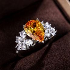 Women, jewelry fashion, citrinering, 925 silver rings