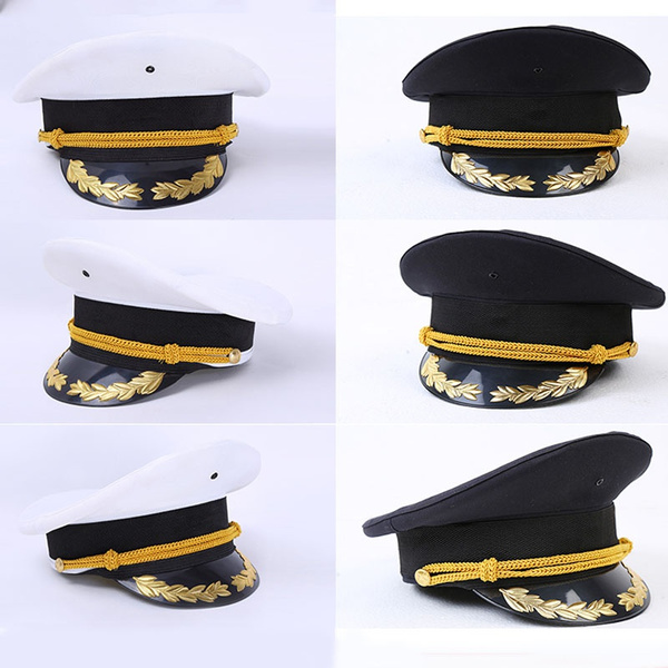 Men Army Hat Captain Performance Cap Soldier Fancy Dress Military ...