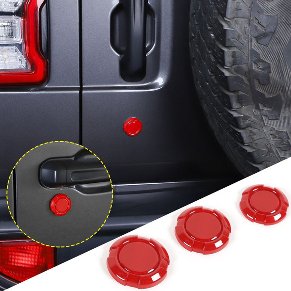 3X Red ABS Cover for Jeep Wrangler JL/ JT Gladiator 2018+ Car Door Key