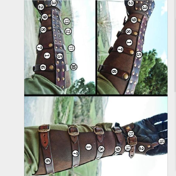 Medieval Renaissance Gothic Leather Glove Gauntlet Arm Cuff Bracer ...