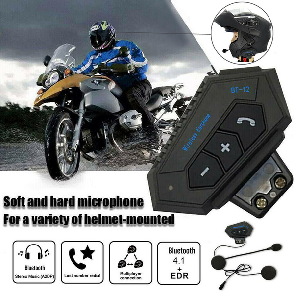 BT-12 Bluetooth V4.0 EDR Motorcycle Helmet Headset Intercom Motorbike Headphone