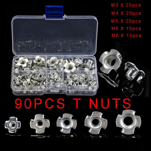 Four Pronged Tee Nut T-Nut for Rock Climbing Holds Wood Cabinetry M4 20Pcs 