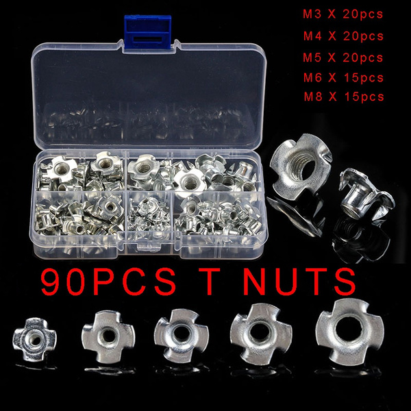 Four Pronged Tee Nut T-Nut for Rock Climbing Holds Wood Cabinetry M4 20Pcs Four Pronged Tee Nut T-Nut for Rock Climbing Holds Wood Cabinetry M4 20Pcs