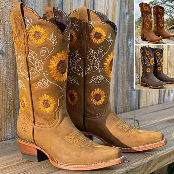 cowgirl boots with sunflowers