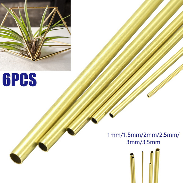6PCS Brass Tubes 300mm Length Seamless Round Pipe Tubing OD 1mm/1.5mm