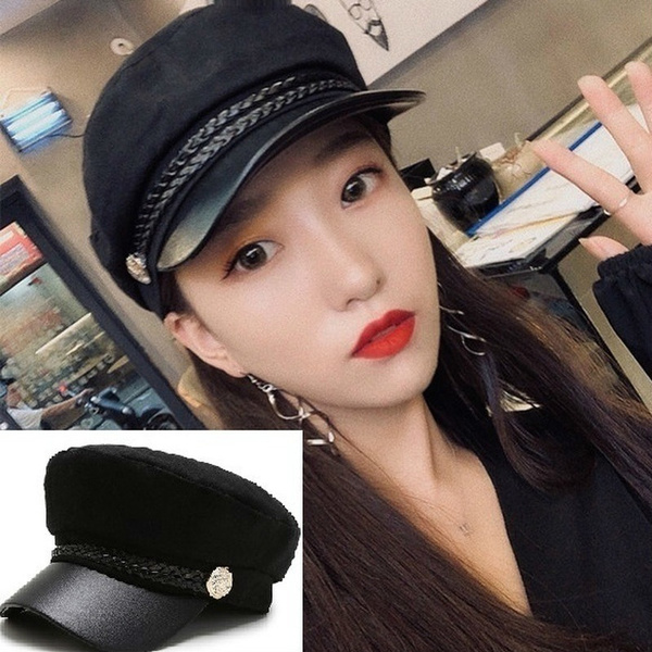Women Men Fashion PU Leather Hat Autumn 