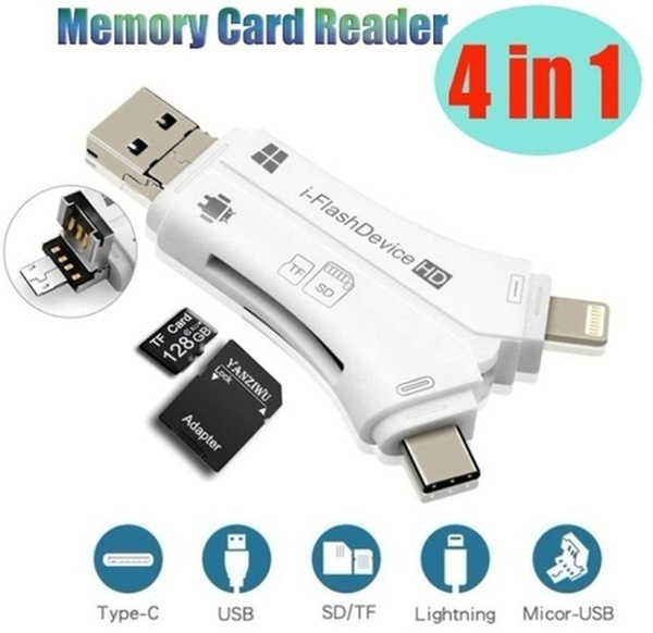 4 in 1 iFlash Drive USB Micro SD &TF Card Reader Adapter for iPhone Android  iPad 