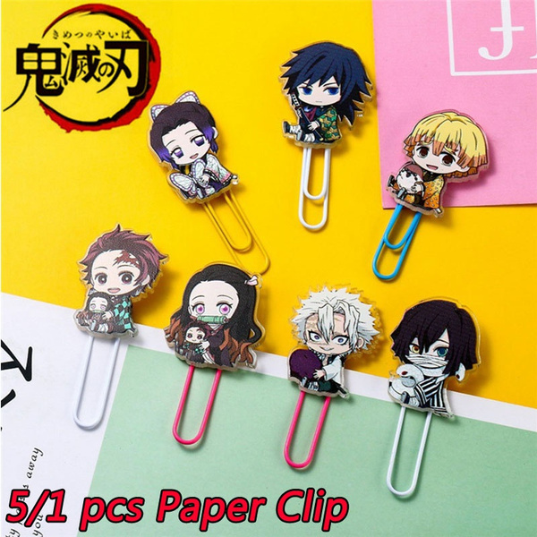 5/1 Pcs Anime Demon Slayer Bookmark Kimetsu No Yaiba Bookmark Metal Paper  Clips Office Stationery School Learning Supplies | Wish