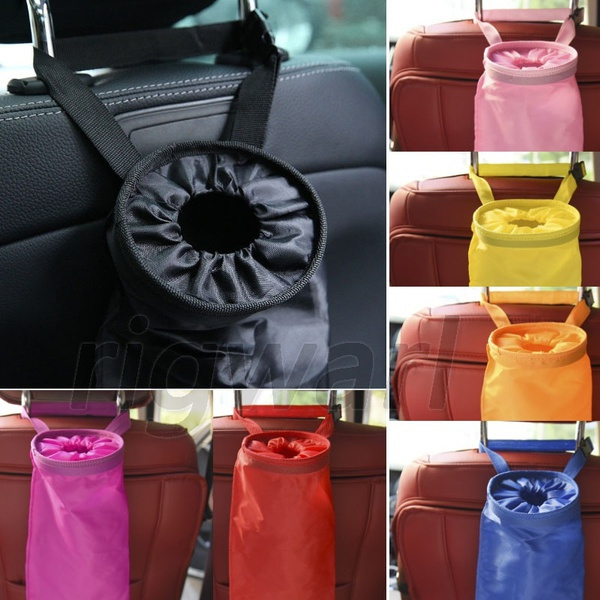 Car Seat Back Garbage Bag Not Disposable Trash Rubbish Litter Box Black Color Wish Disposable Trash Rubbish Litter Box, Car Seat Trash Bag