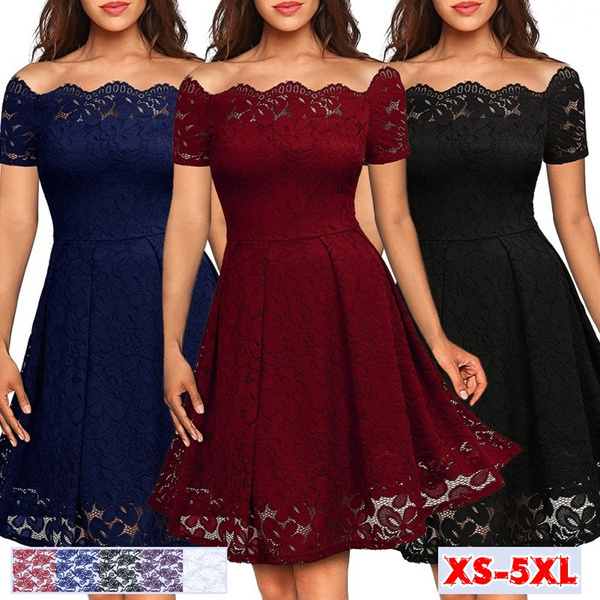 Womens Floral lace Plus Size Cocktail Party Dresses - PKAWAY