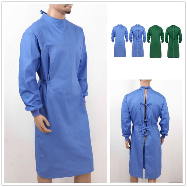 Unisex Reusable Surgical Gown Long Sleeve Hospital Nurse Doctor Long