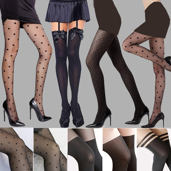 13 Styles Women Thigh High Silk Stockings Black Gray Pantyhose