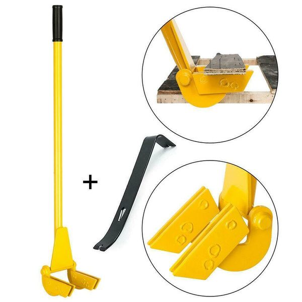 Steel Pallet Buster Pallet Pry Bar Breaker Double Fork + NailRemoval