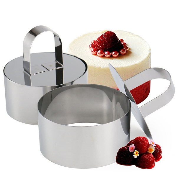 Details about   Cooking Dessert Rings Round Stainless Steel Set Small Pastry Ring Molds W/Pusher 
