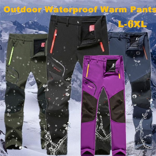 Men/Women Winter Outdoor Waterproof Hiking Pants Camping Climbing Fishing  Skiing Trekking Fleece Warm Pants