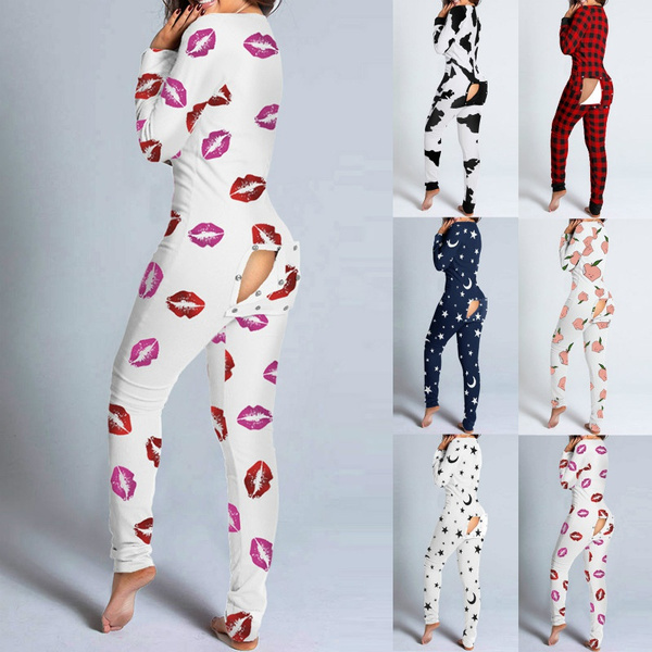 Sexy Women s Pajamas Onesies Women s Button down Front Functional