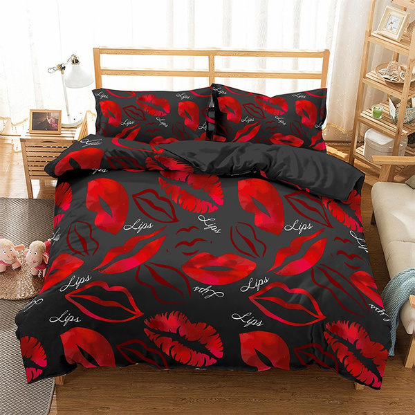 red lips comforter set