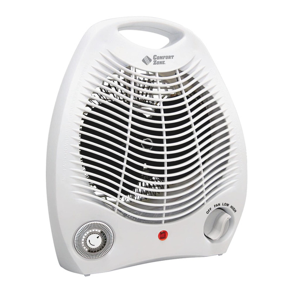 Comfort Zone Compact Portable Electric Space Heater Personal Fan Unit White Wish