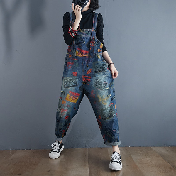 Autumn Women Denim Jumpsuit Plus Size 