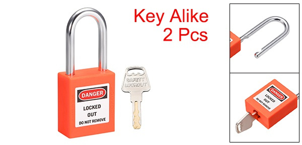 Lockout Tagout Safety Padlock 38mm Steel Shackle Keyed Alike Orange ...