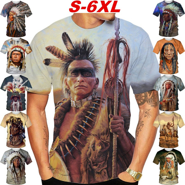 T-shirt Unisexe à Imprimé 3D Style Indien Rétro - Manches Courtes, Matière Polyester/spandex, Neuf Avec étiquettes