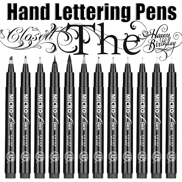 Black Ink Calligraphy Brush Pens Hand Lettering Pens Waterproof Pigment  Sketch Markers Drawing Art Supplies