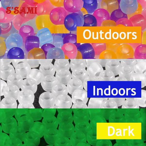 20 100 200pcs Mixed Color Uv Changing Reactive Acrylic Pony Beads 6x8mm